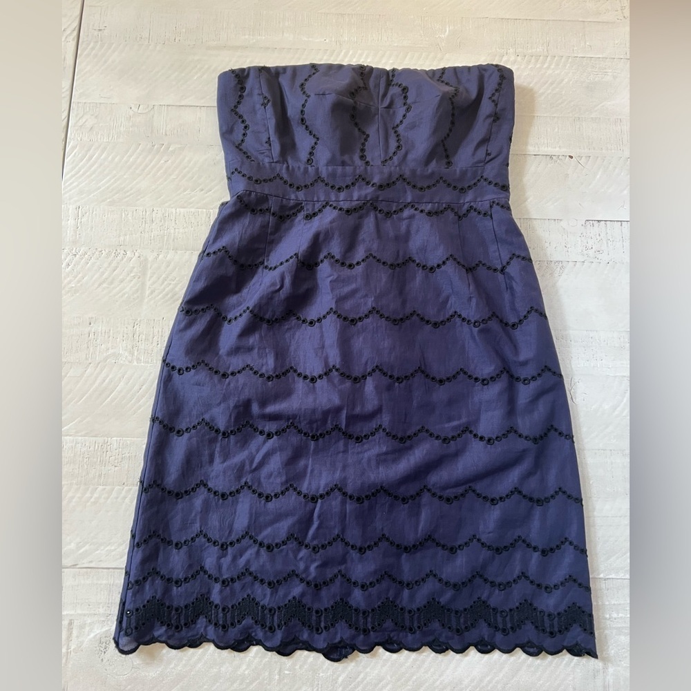 J. Crew Strapless Dress in Navy and Black. Women’s Sz 8